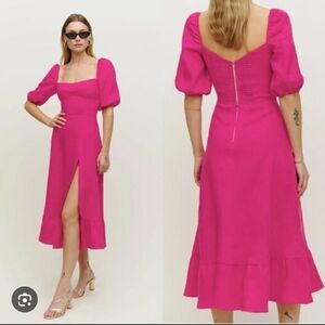 Reformation Fuchsia Midi Dress